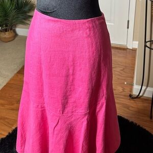 Lauren by Ralph Lauren Fit & Flare Hot Pink Linen Skirt Size 4 NWOT
